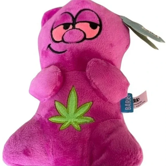 Bark 420 dog Chew toy Pink Heady teddy bear crinkle squeaker Plush Gift New - Picture 4 of 9